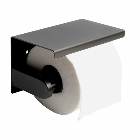 ALFI BRAND Brushed Black PVD Stainless Steel Toilet Paper Holder with Shelf ABTPP66-BB
